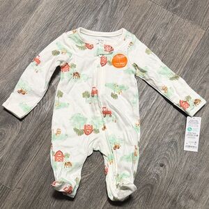 Carter's White and Green Farm Print Footie